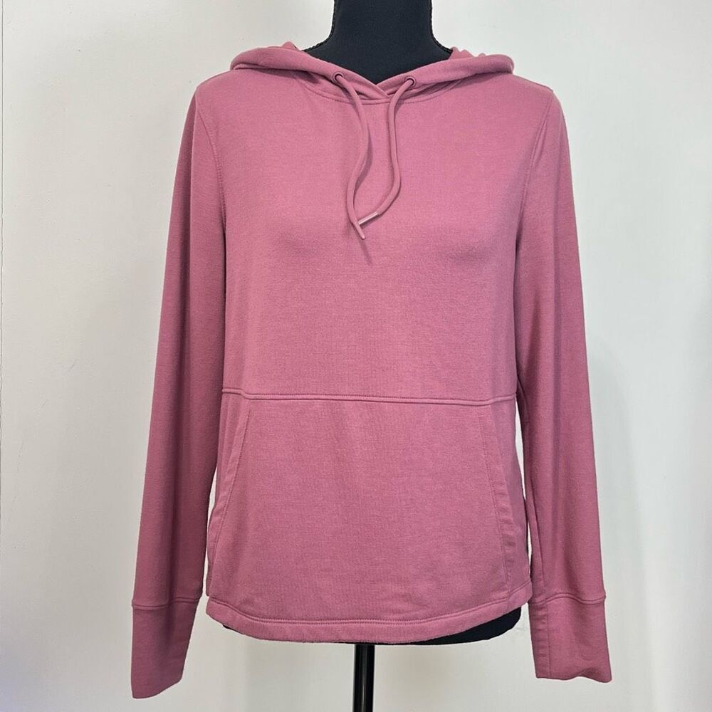 Avia Hooded Long Sleeve Activewear Top Size Medium Mauve Pink